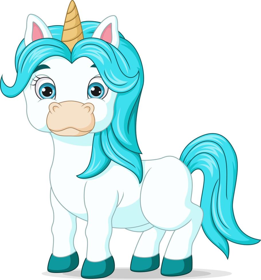 Cute little magical unicorn cartoon vector