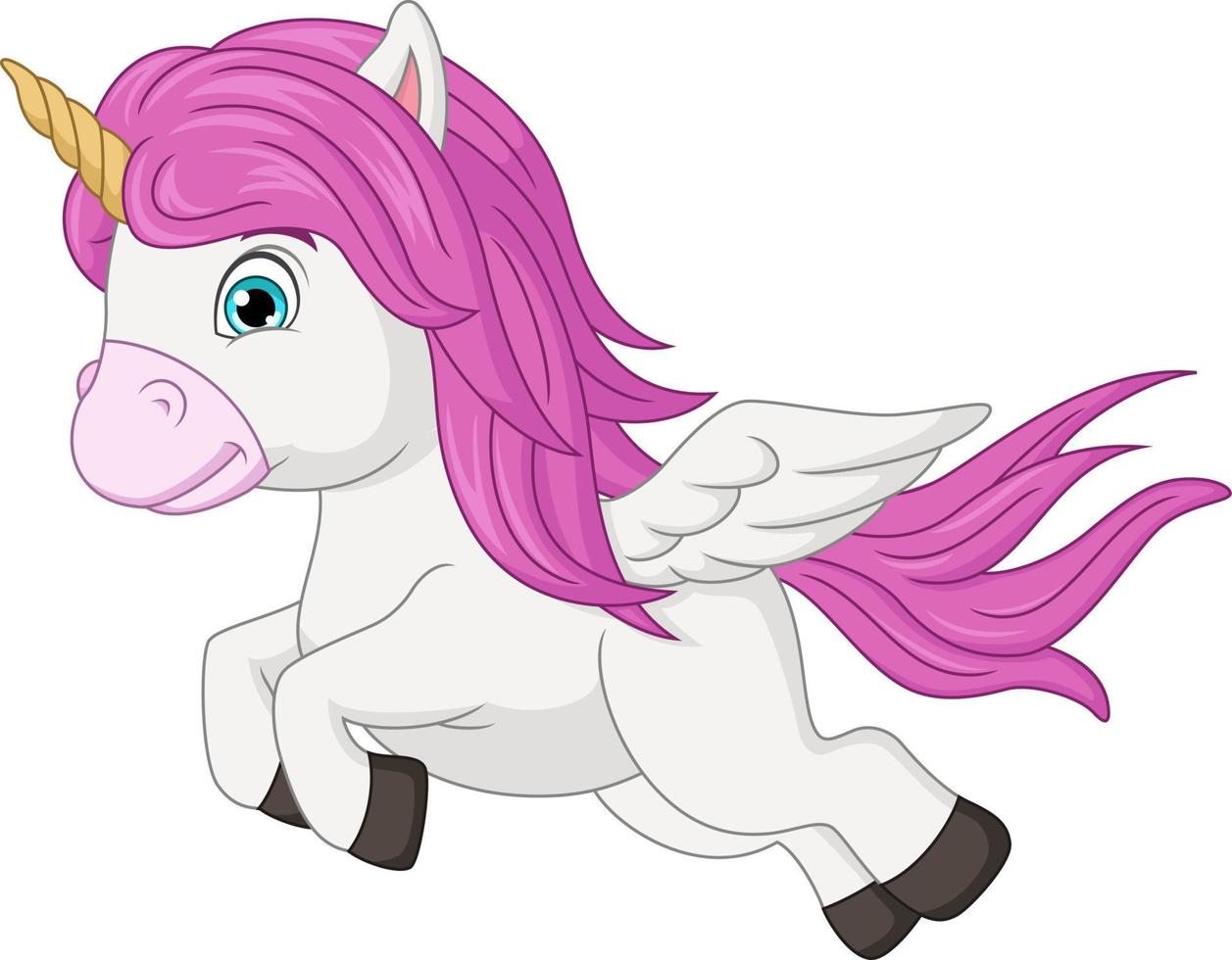 Cute little unicorn cartoon running vector