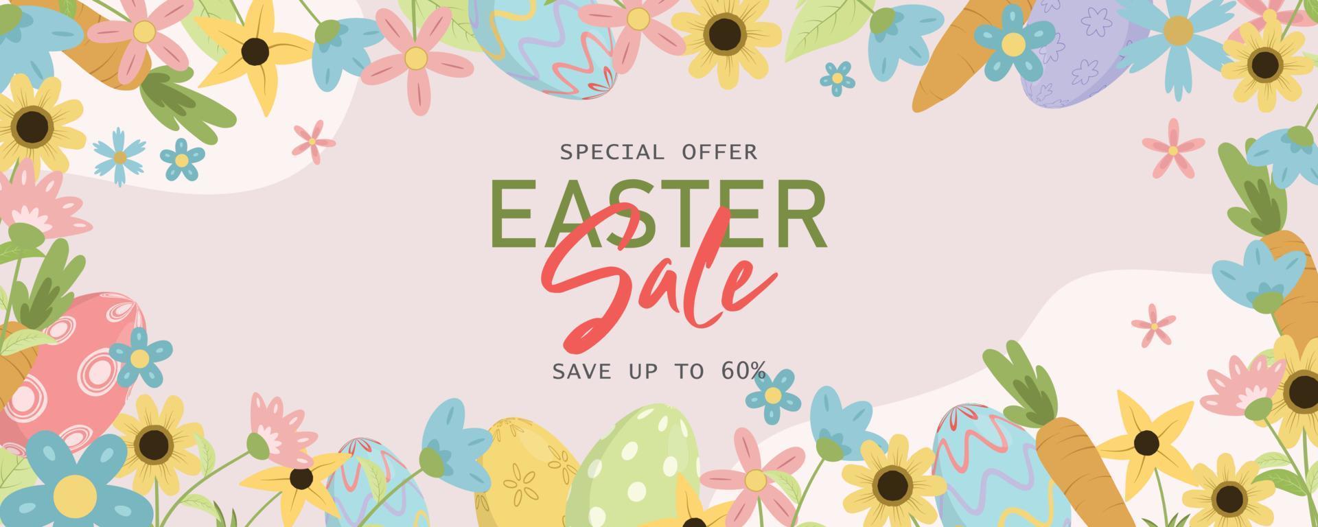 Easter sale horizontal banner template vector