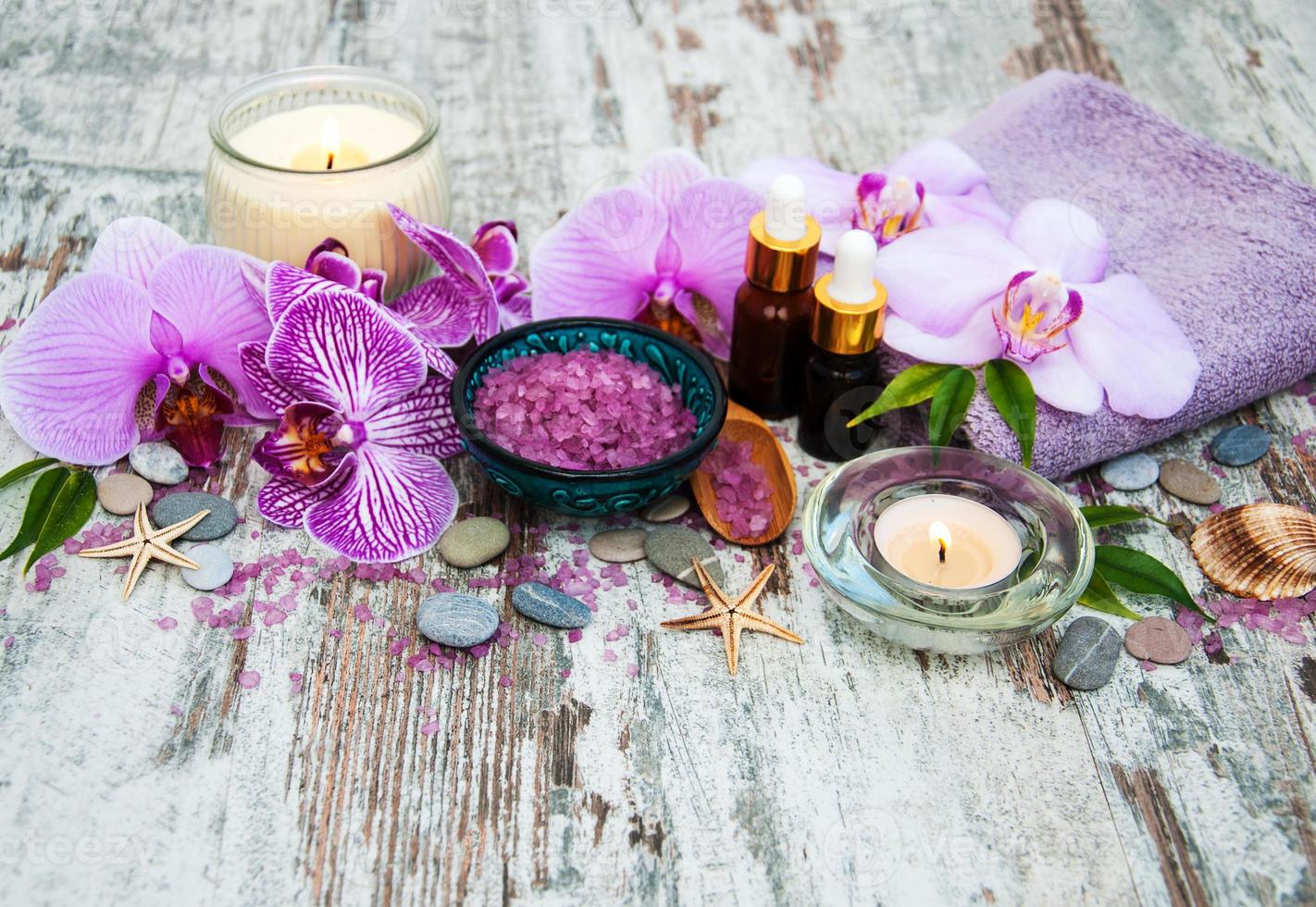 Spa products with orchids photo