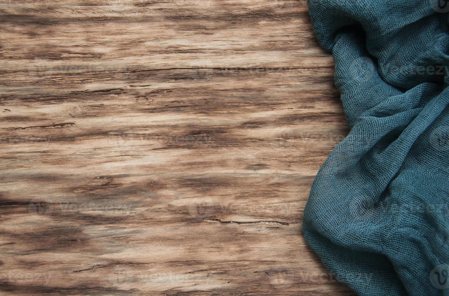 Napkin on a old wooden table photo