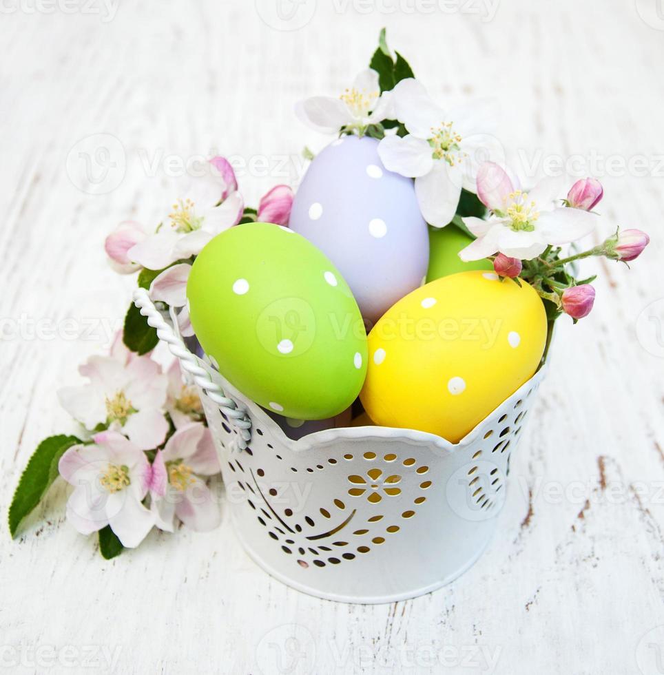 Easter eggs and blossom photo