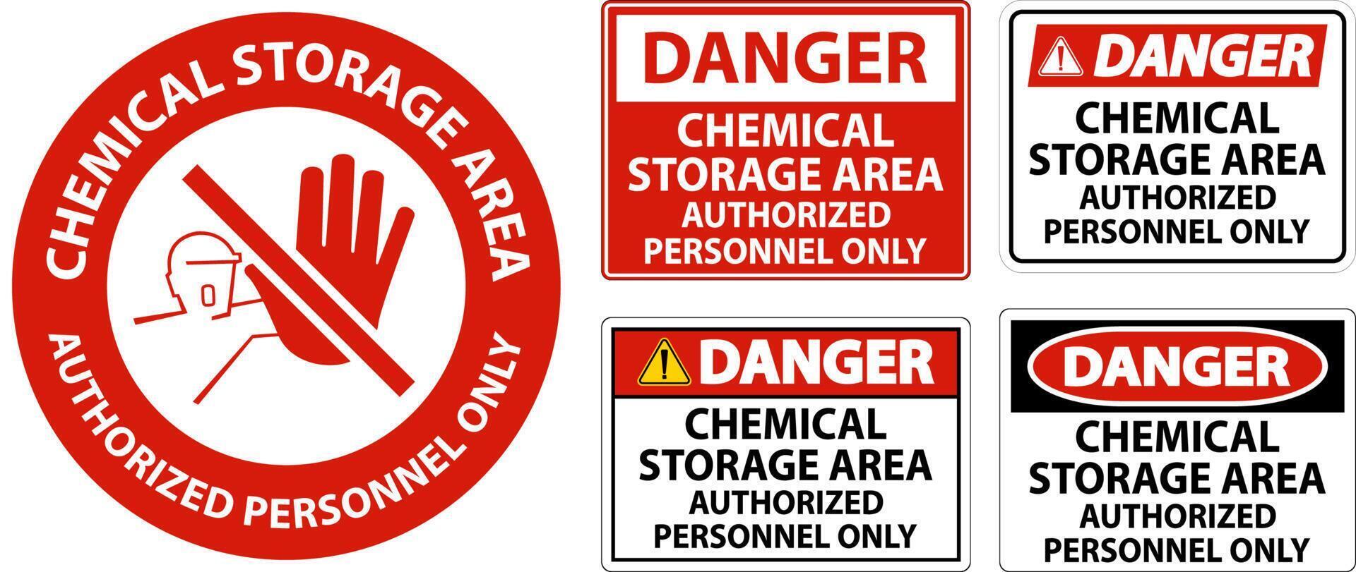 Danger Chemical Storage Area Authorized Personnel Only Symbol Sign vector