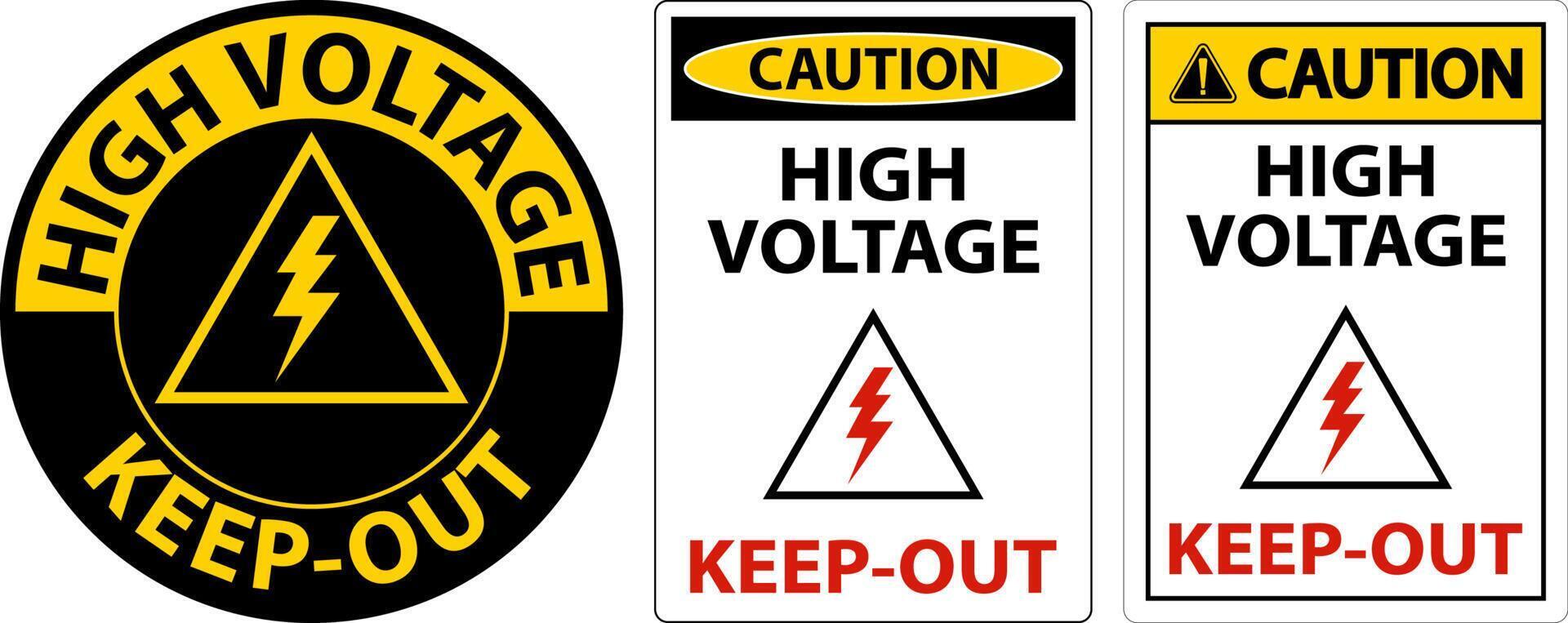 Caution High Voltage Keep Out Sign On White Background vector
