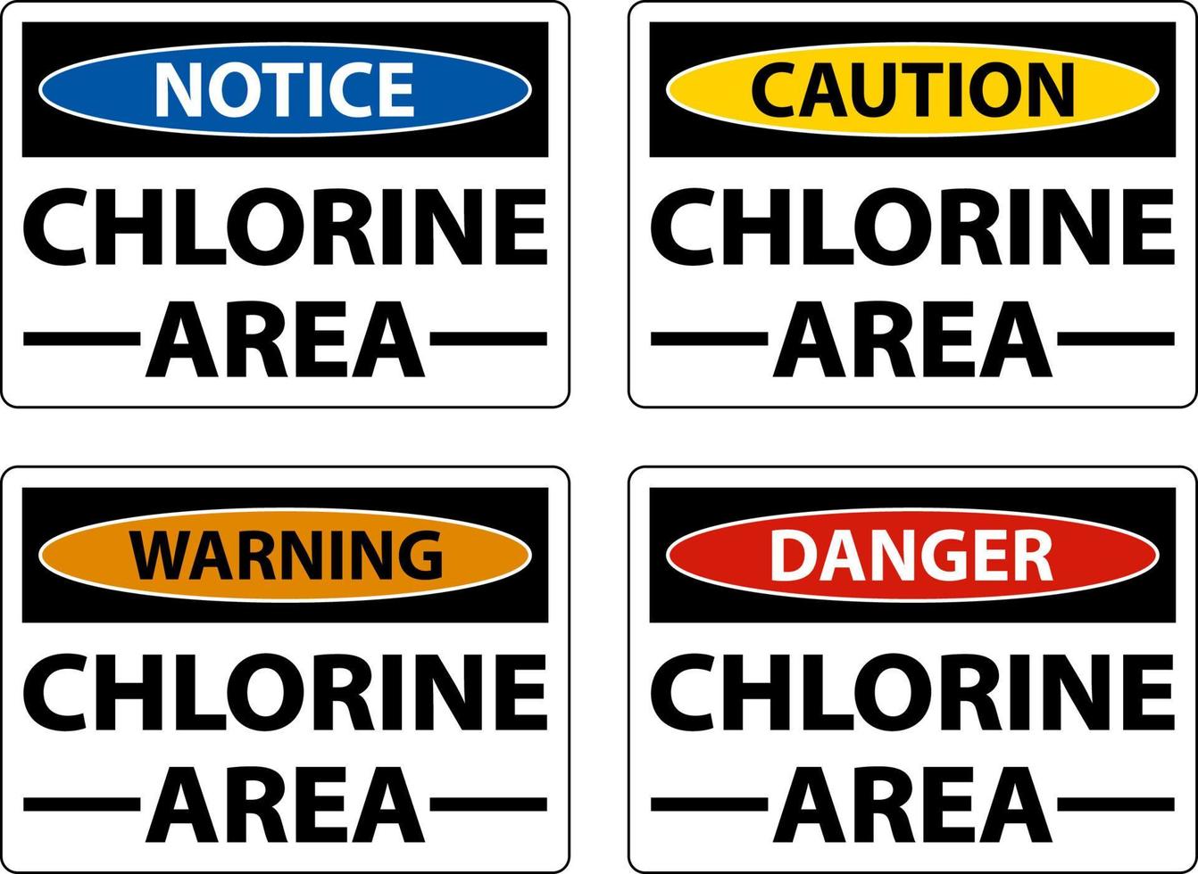 Caution Chlorine Area Sign On White Background vector