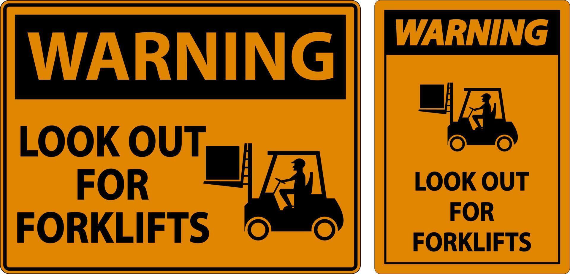 Warning 2-Way Look Out For Forklifts Sign On White Background vector