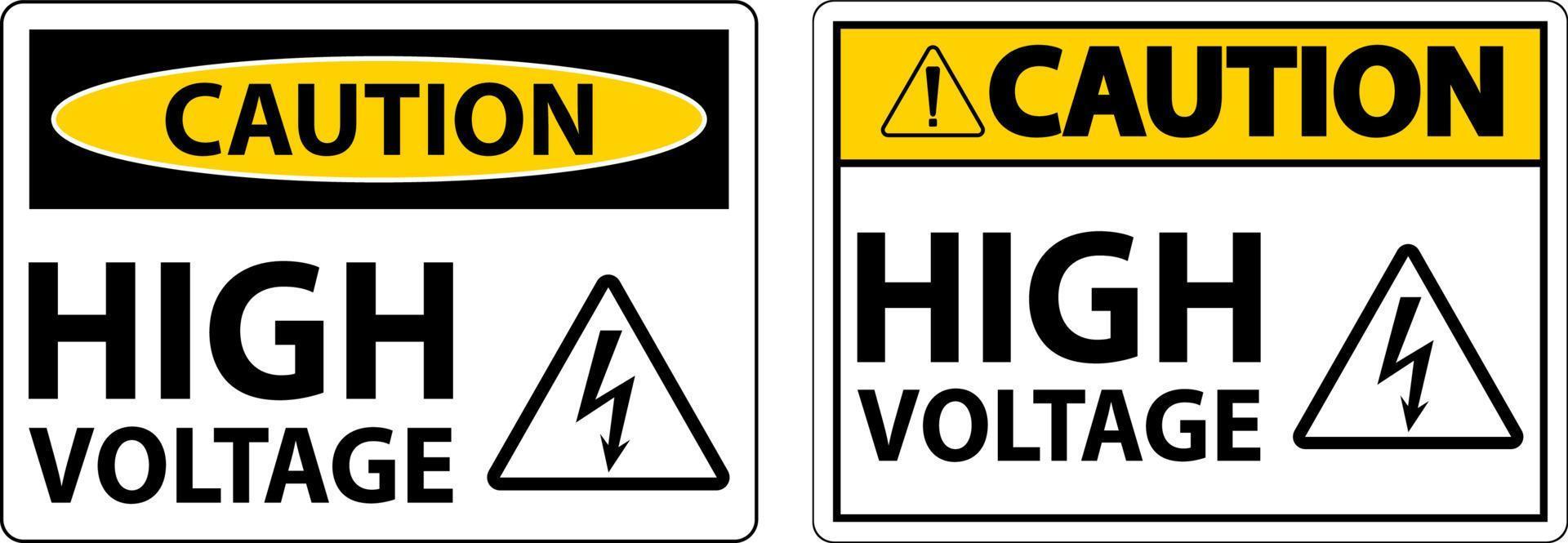 Caution High Voltage Sign On White Background vector