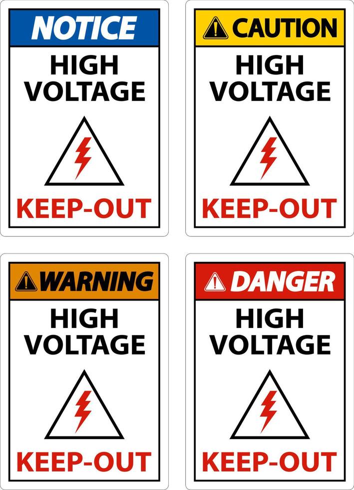 High Voltage Keep Out Sign On White Background vector