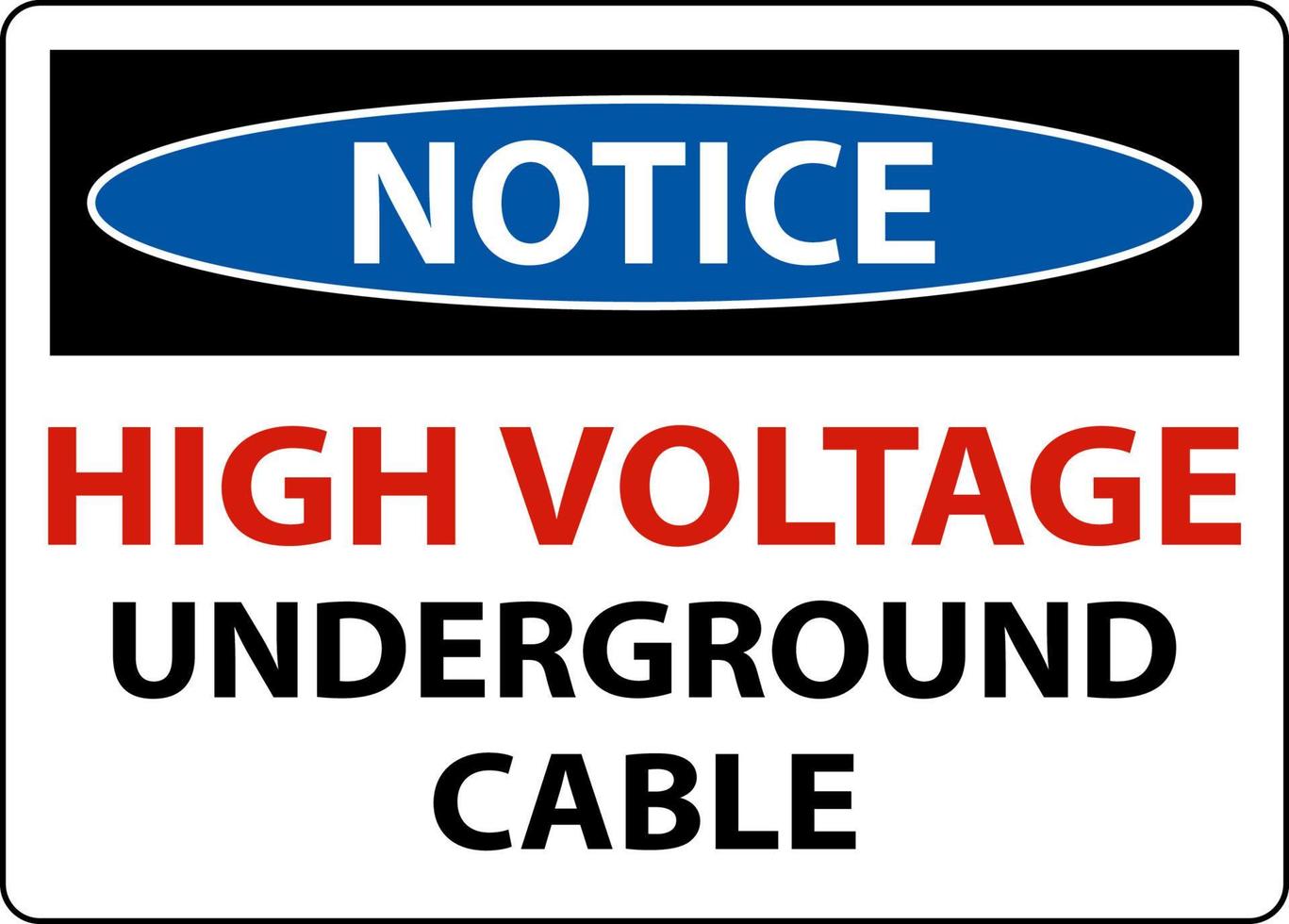 Aviso señal subterránea de cable de alta tensión sobre fondo blanco. vector