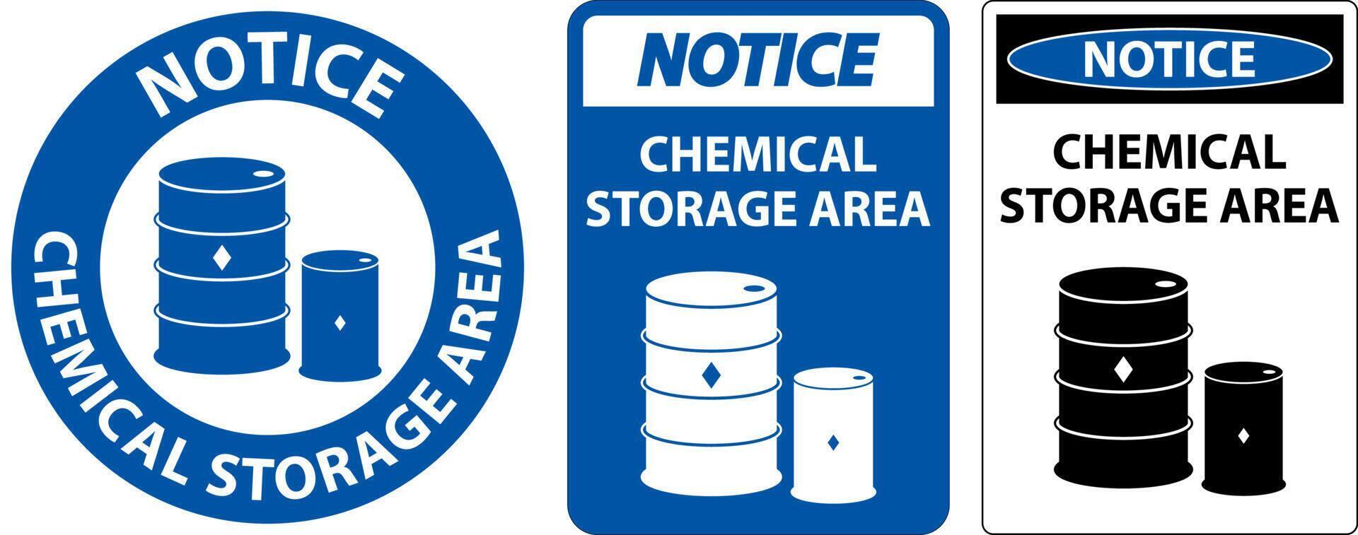 Notice Chemical Storage Area Sign On White Background vector