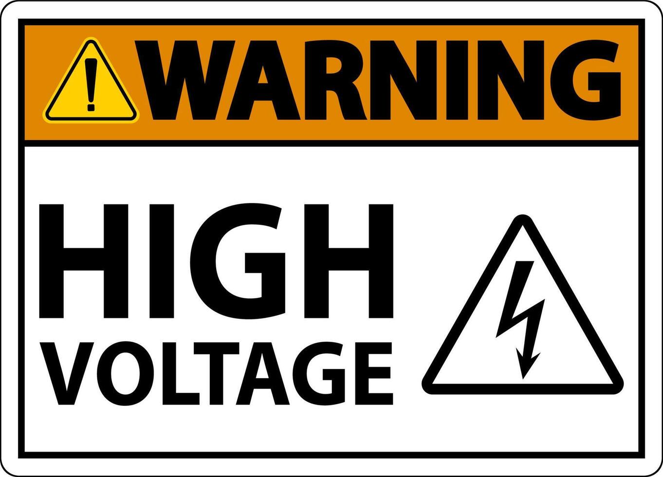 Warning High Voltage Sign On White Background vector