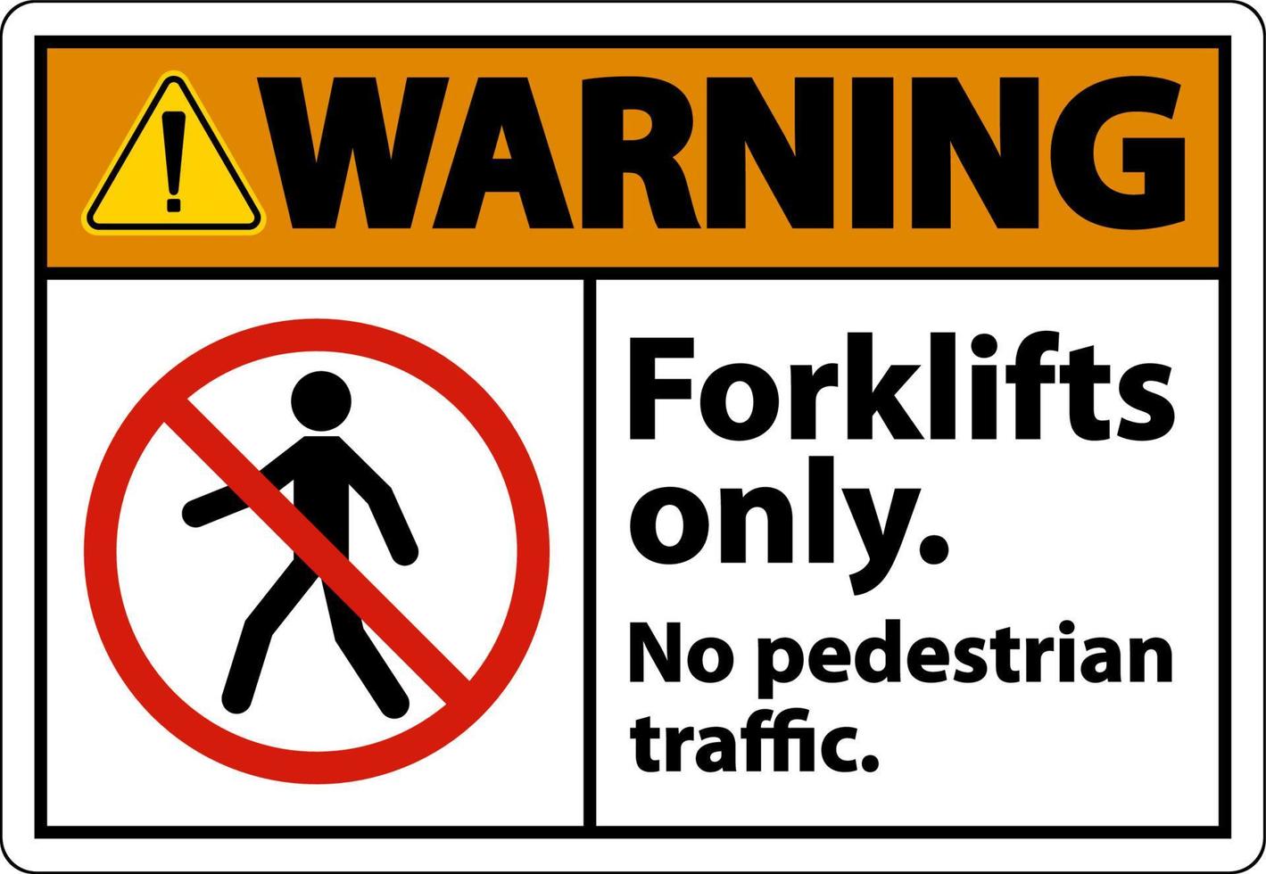 Warning No Pedestrian Traffic Forklifts Only Sign vector