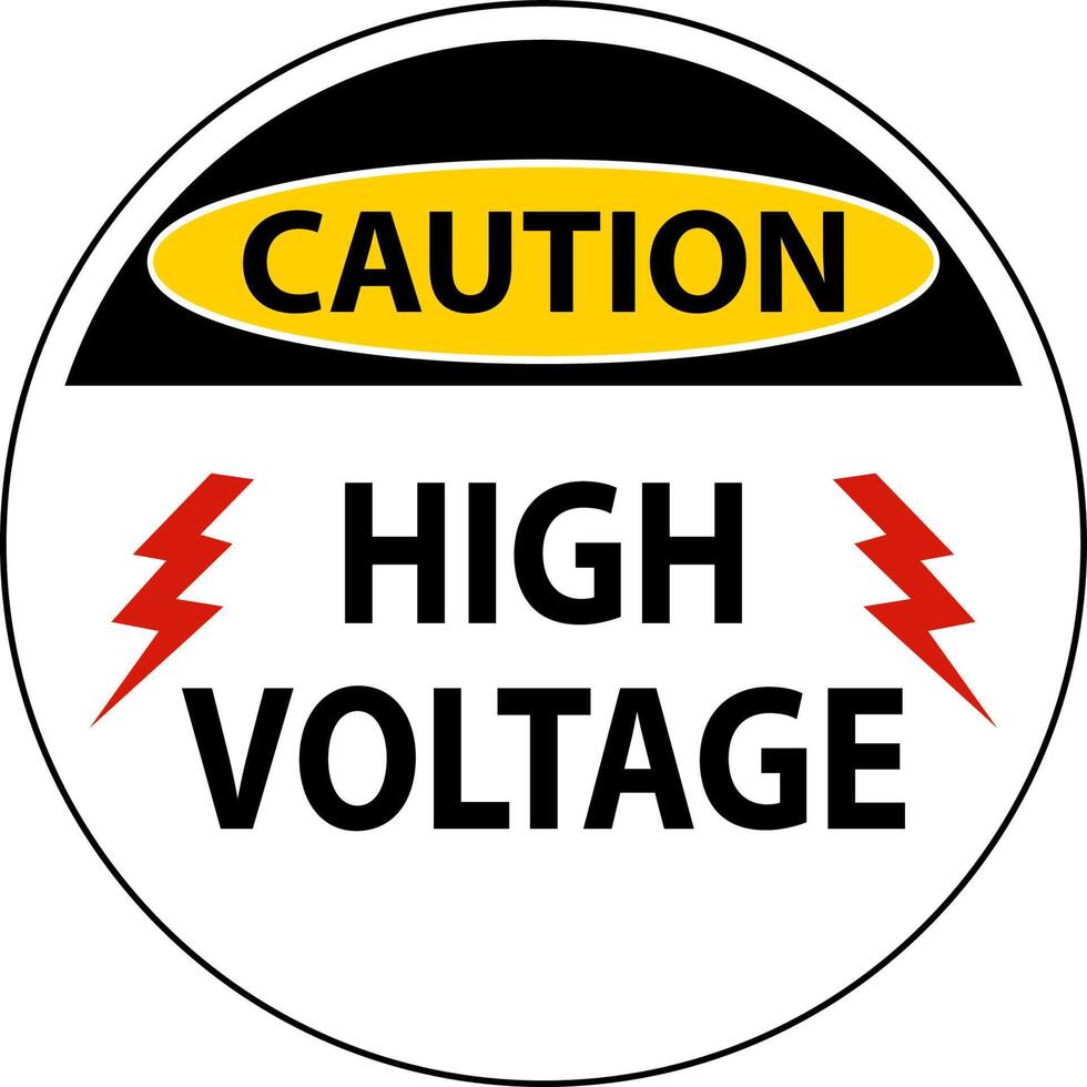 Caution High Voltage Floor Sign On White Background vector