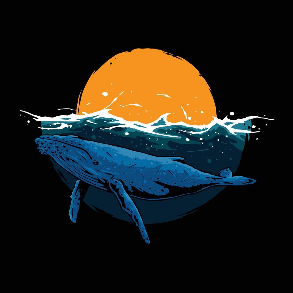 blue whale artwork vector
