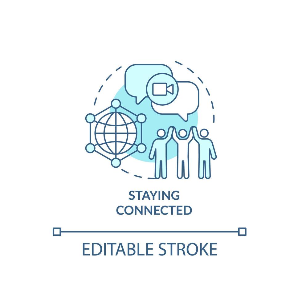 Staying connected blue concept icon. Things to consider when moving abstract idea thin line illustration. Communicate with family online. Vector isolated outline color drawing. Editable stroke