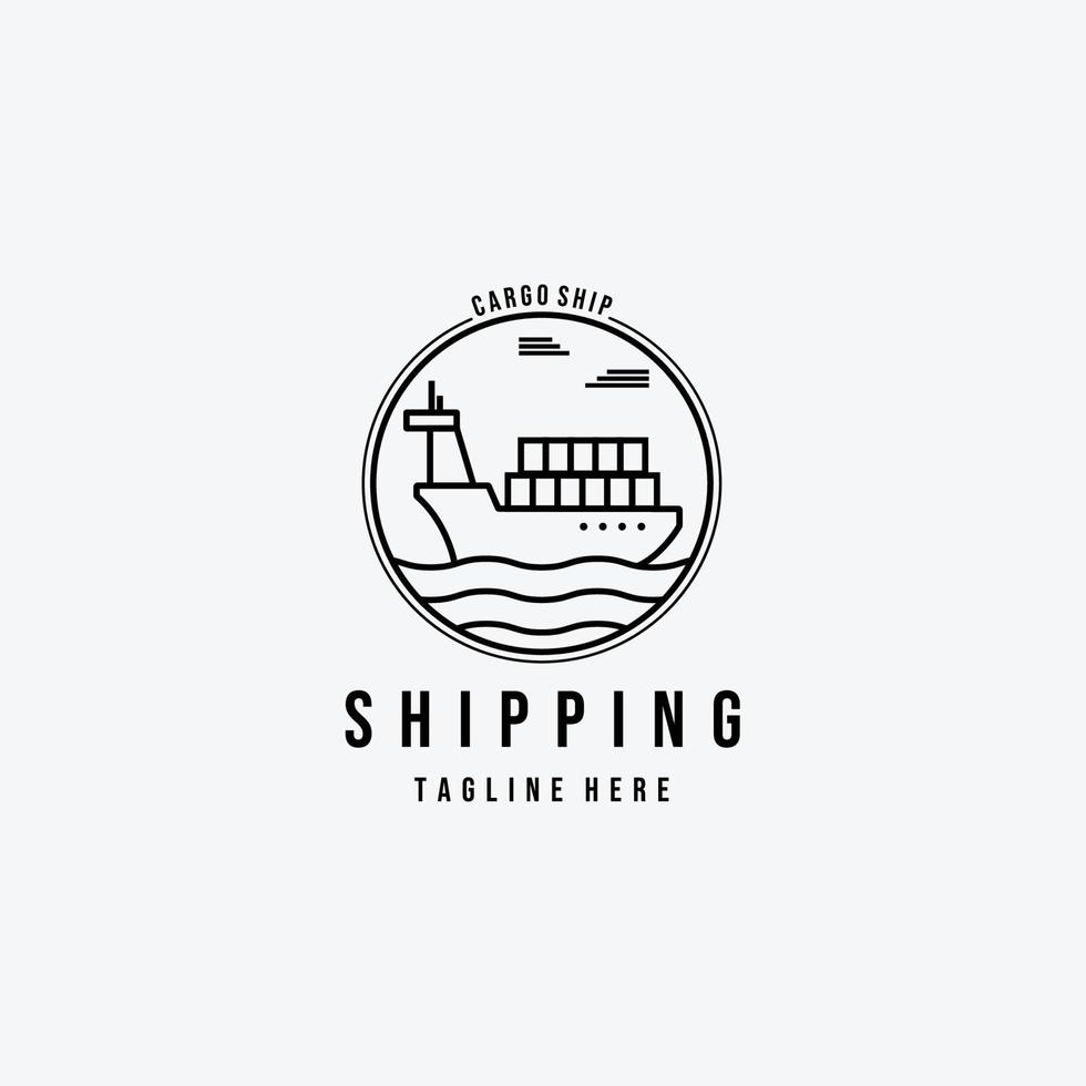 icono de diseño de ilustración de vector de logotipo de buque de carga de envío de arte de línea