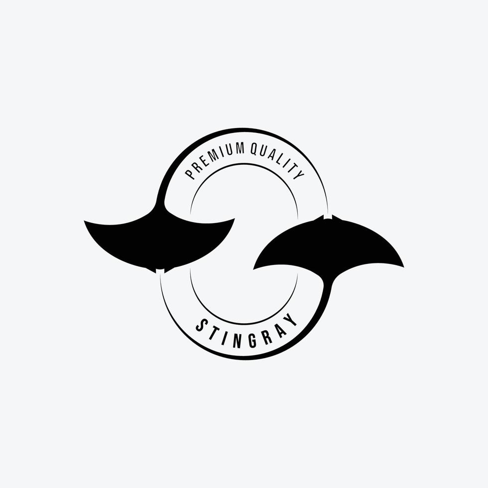 manta ray o sting ray logo vector vintage, diseño e ilustración de skate fish ocean
