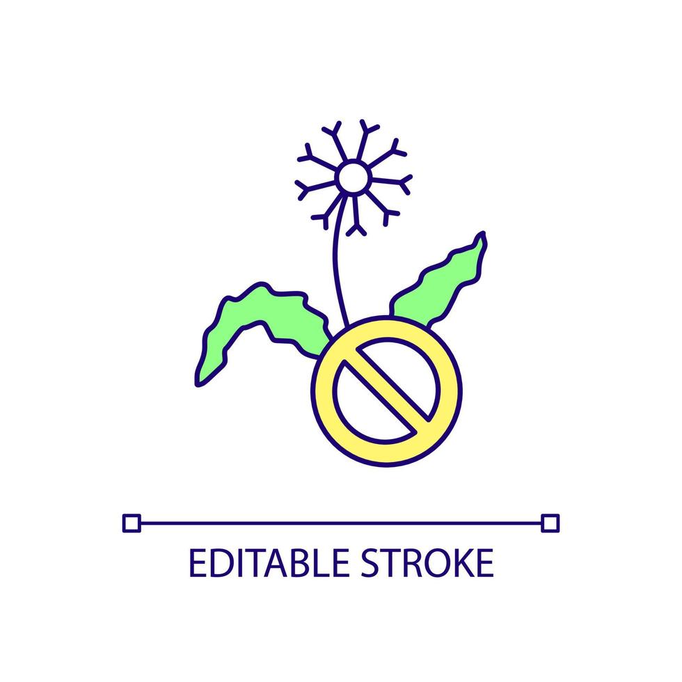 Removing weeds RGB color icon. Getting rid of dandelions from lawn. Weeding grass. Dandelion infestation. Isolated vector illustration. Simple filled line drawing. Editable stroke. Arial font used