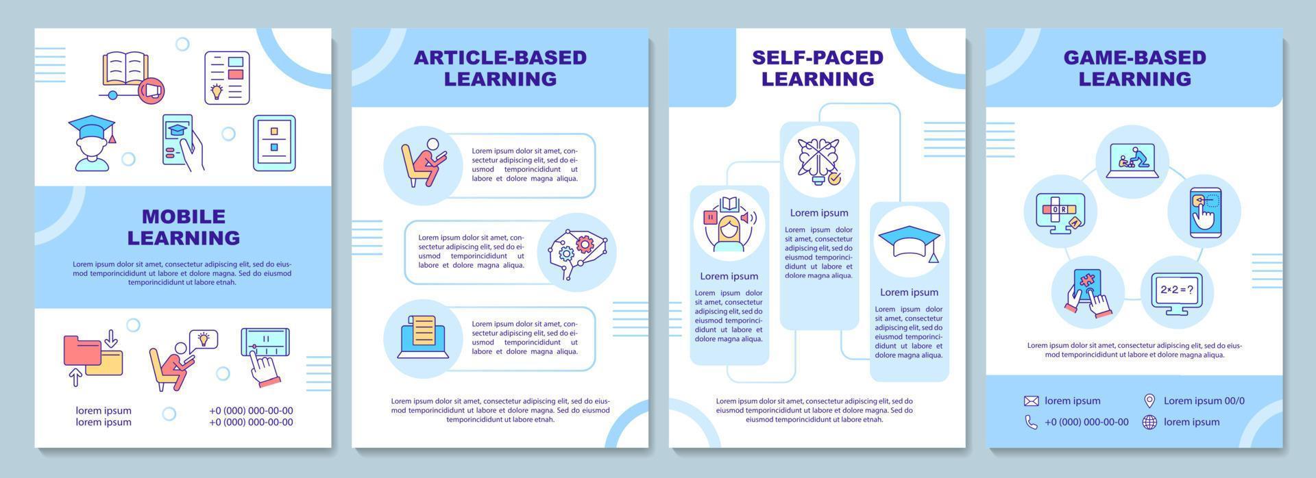 Elearning platforms types brochure template. Booklet print design with linear icons. Vector layouts for presentation, annual reports, ads. Arial-Black, Myriad Pro-Regular fonts used
