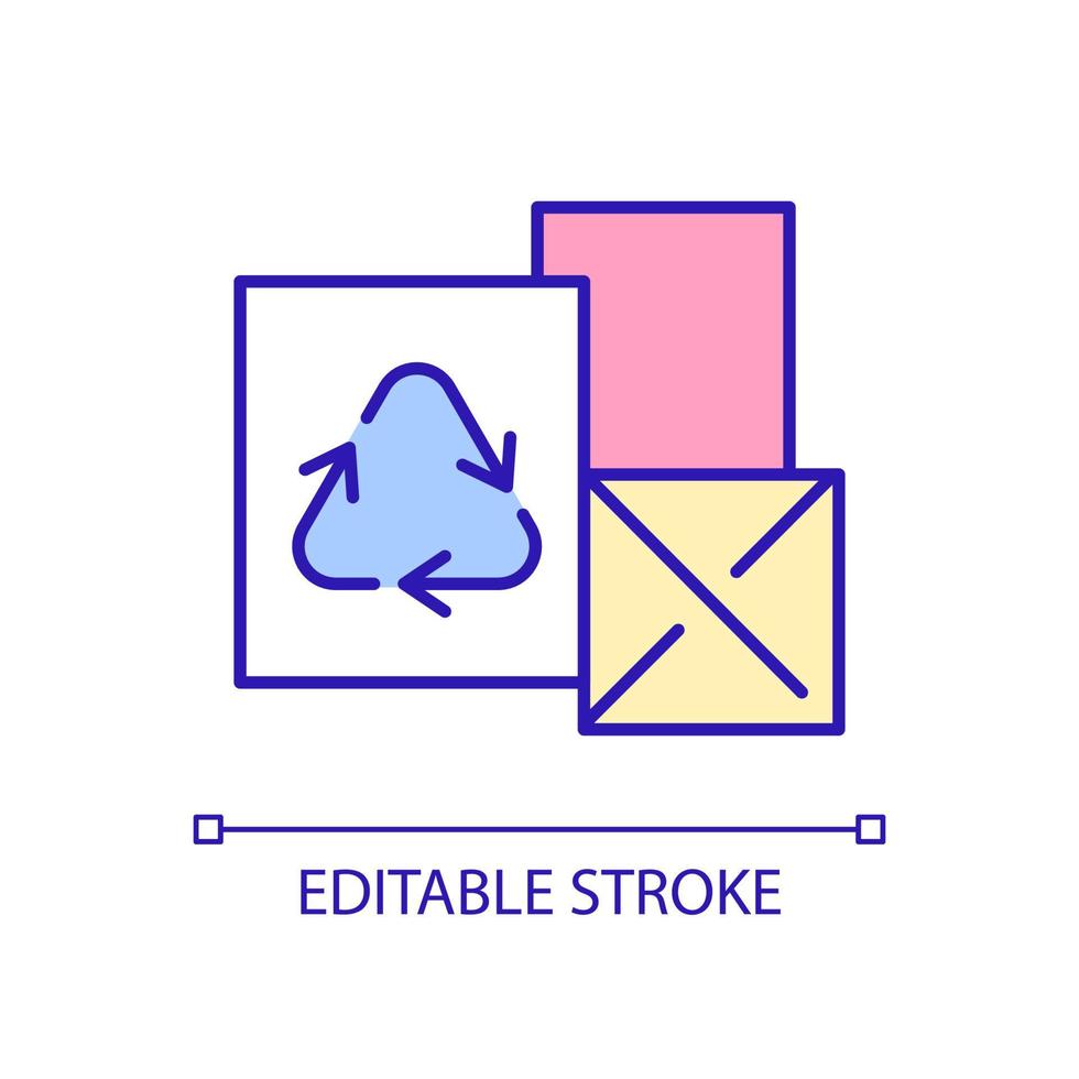 Recycling products RGB color icon. Reuse and refurbish. Material circularity. Sustainable approach. Isolated vector illustration. Simple filled line drawing. Editable stroke. Arial font used