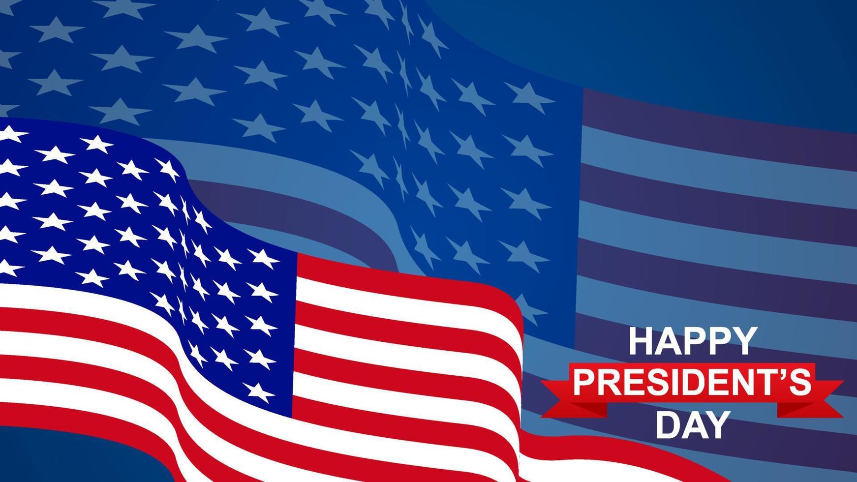 happy president's day banner background with american flag with copy space area text space vector