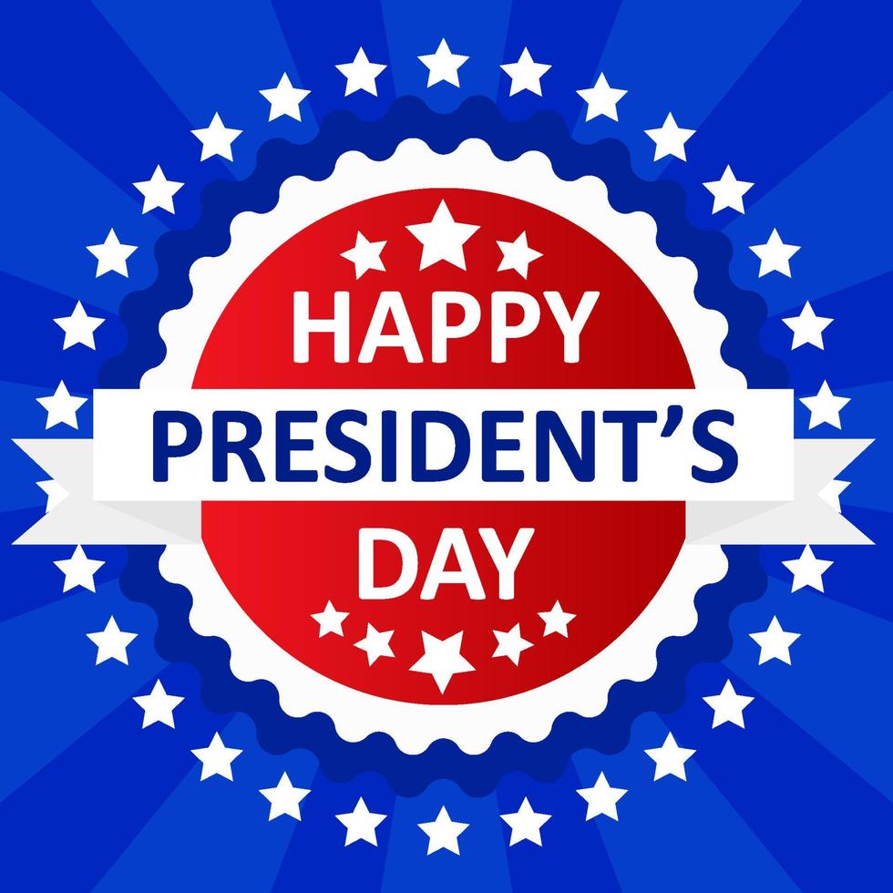 happy president's day ribbon with stars blue color background social media template vector