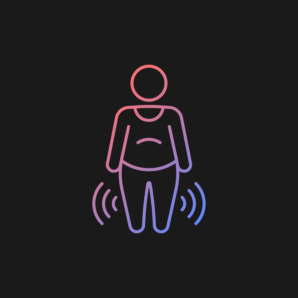 Risk factor linked to obesity gradient vector icon for dark theme. Increase risk of osteoarthritis. Joint degeneration. Thin line color symbol. Modern style pictogram. Vector isolated outline drawing