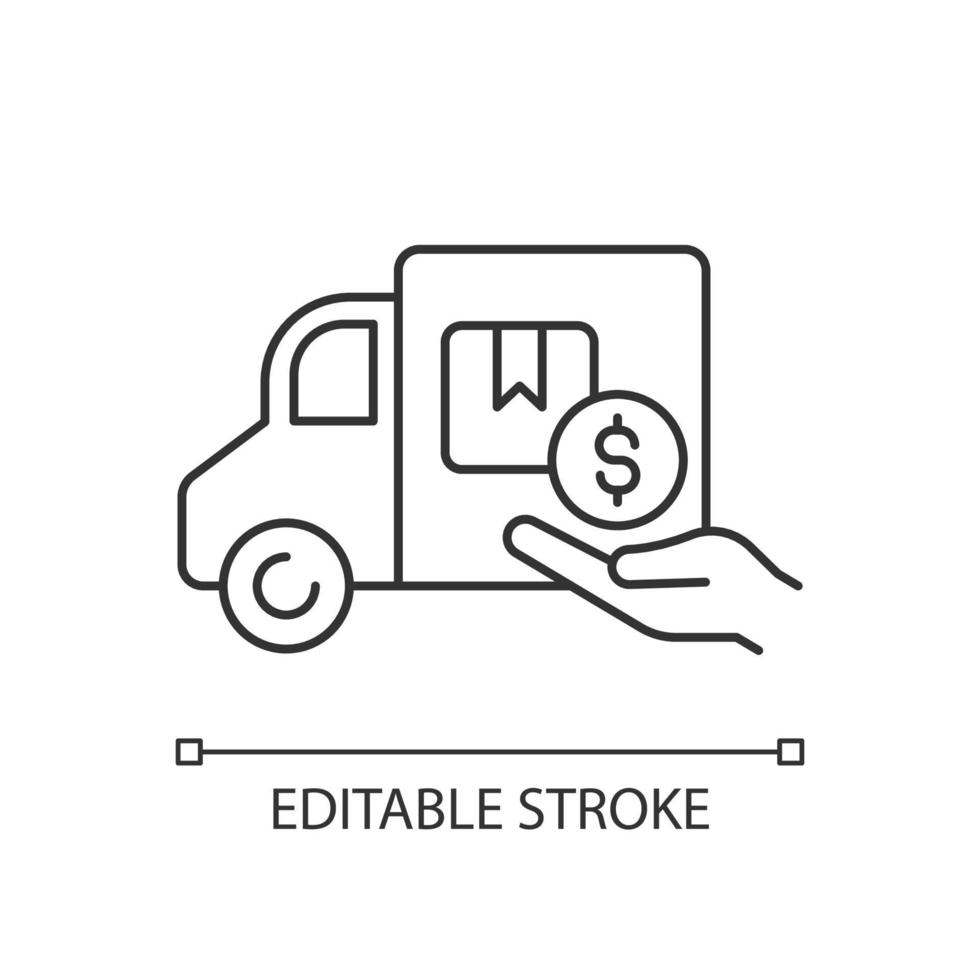 Relocation assistance linear icon. Employee perk. Covering moving-related expenses. Thin line customizable illustration. Contour symbol. Vector isolated outline drawing. Editable stroke