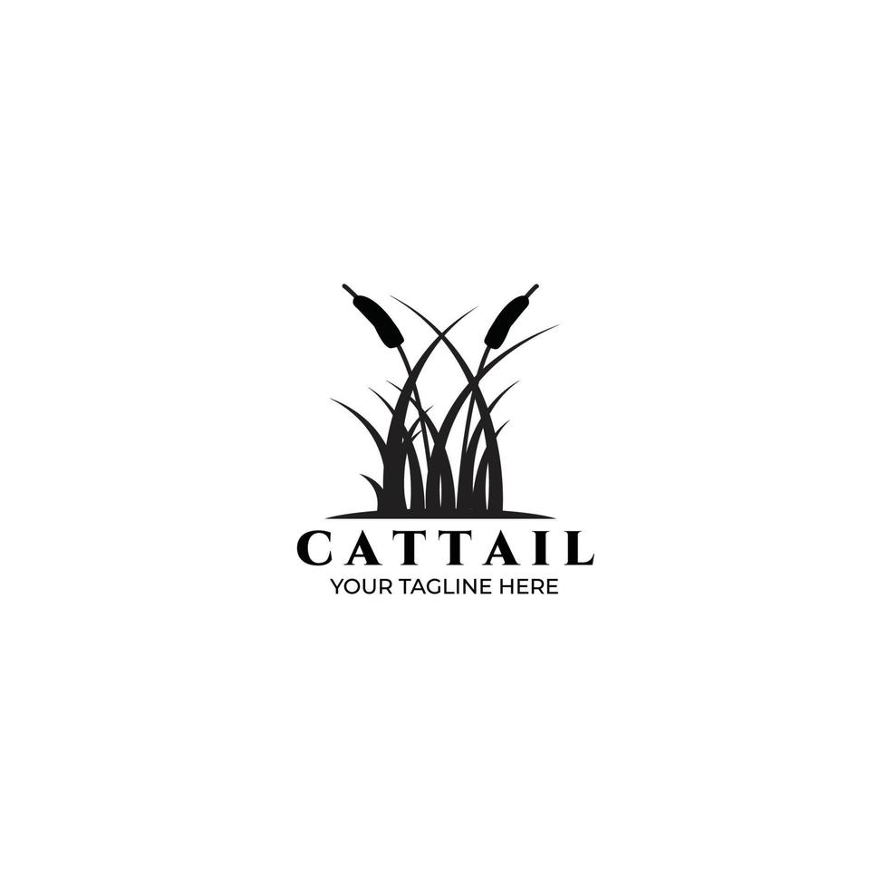 Cattails Logo Vector Illustration Design Vintage Linear