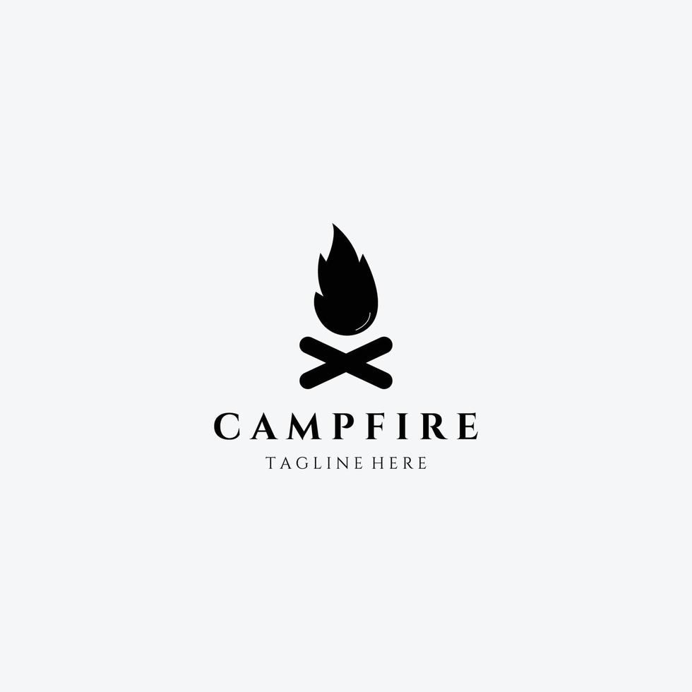 fogata de icono, diseño de ilustración de vector de logotipo de camping al aire libre