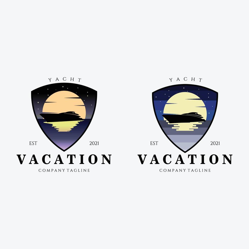 Set Emblem Yacht Vacation Logo Vector Illustration Design, Luxury