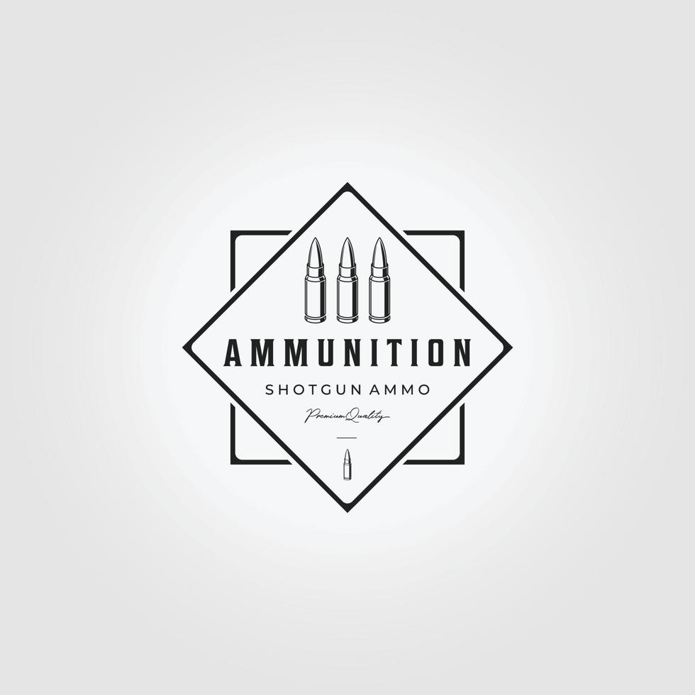 etiqueta munición logo vector vintage ilustración diseño bala munición