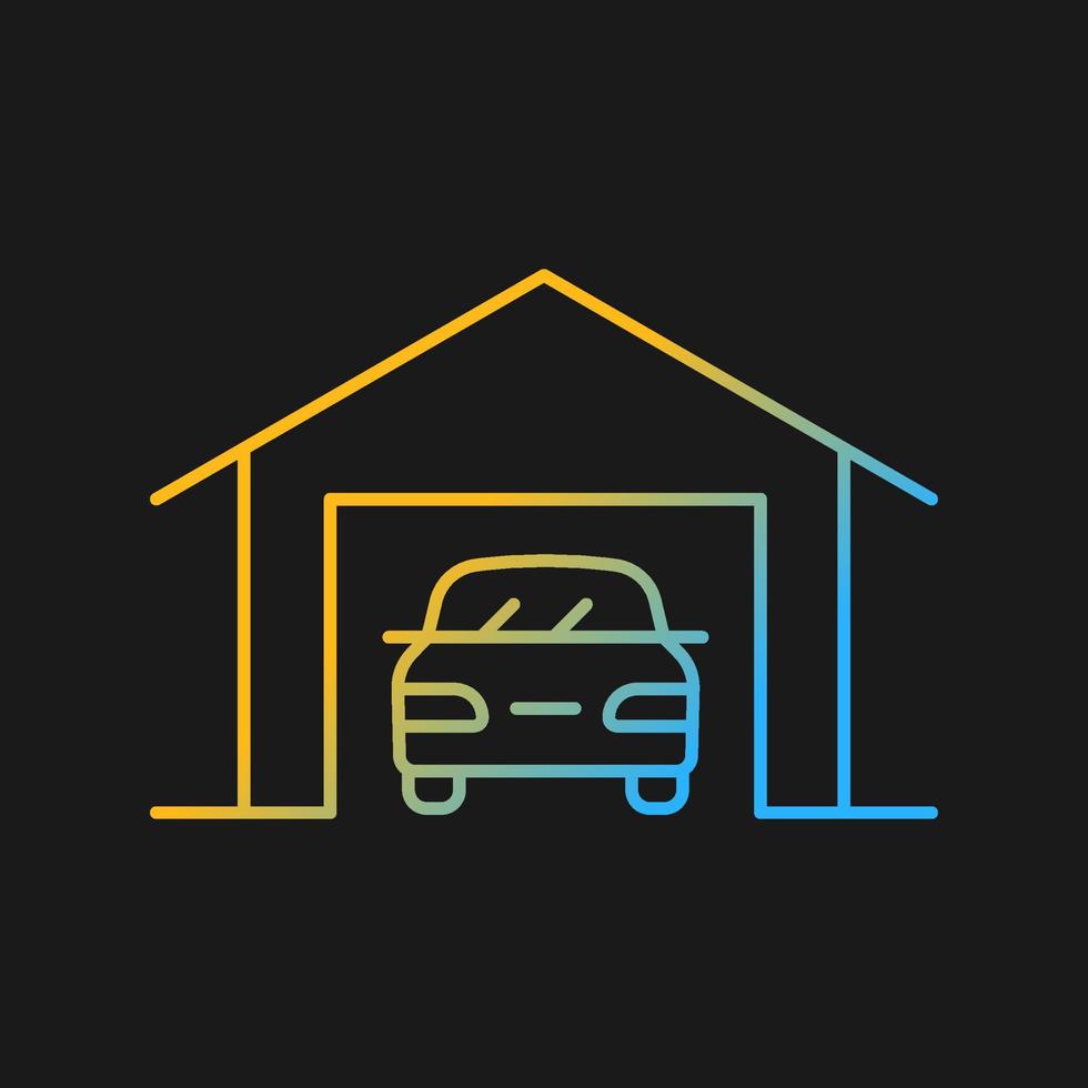 Parking space nearby gradient vector icon for dark theme. Residential garage. Accessible space for vehicles. Thin line color symbol. Modern style pictogram. Vector isolated outline drawing
