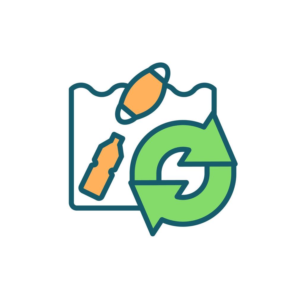 Pollution problem RGB color icon. Pollution reduction movement. Call for environment conservation. Waste recycling, upcycling sign. Isolated vector illustration. Simple filled line drawing