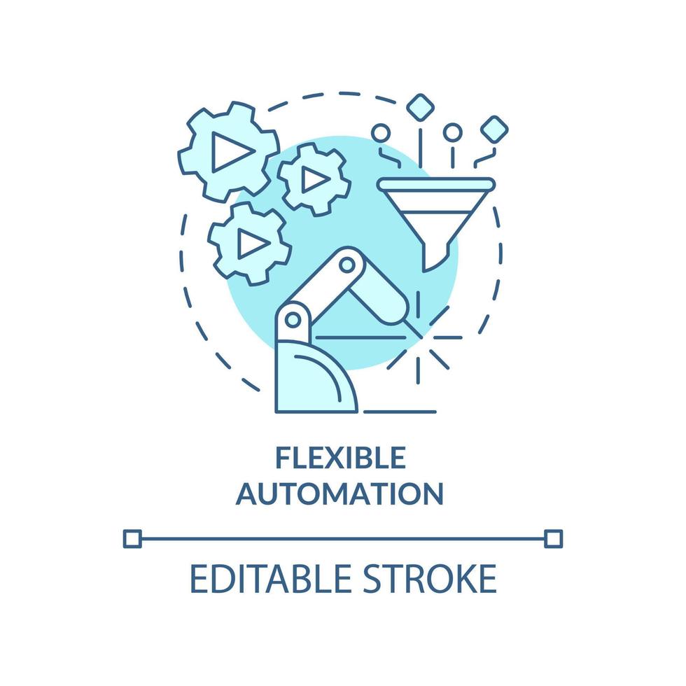 Flexible automation blue concept icon. Extended programmable automation abstract idea thin line illustration. Isolated outline drawing. Editable stroke. Roboto-Medium, Myriad Pro-Bold fonts used vector