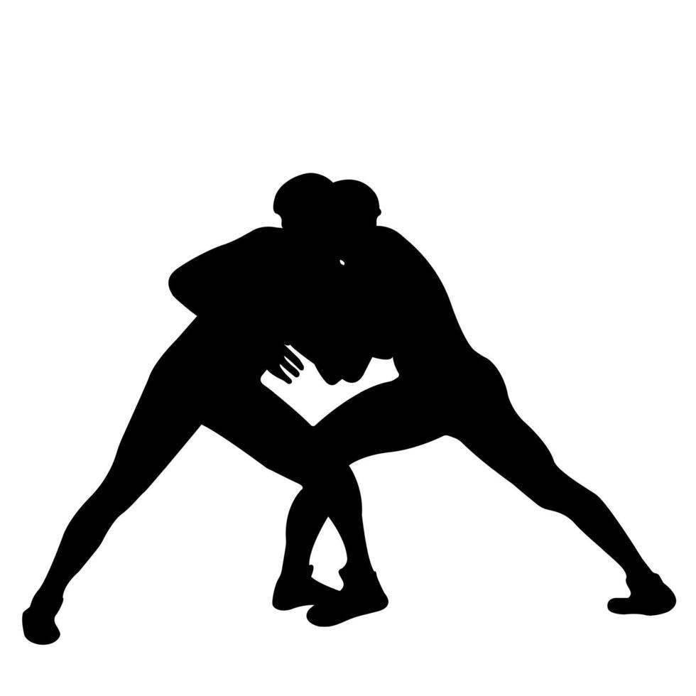 silueta de contorno de un atleta luchador en la lucha libre. lucha grecorromana, estilo libre, lucha clásica. juego de lucha estilo plano vector