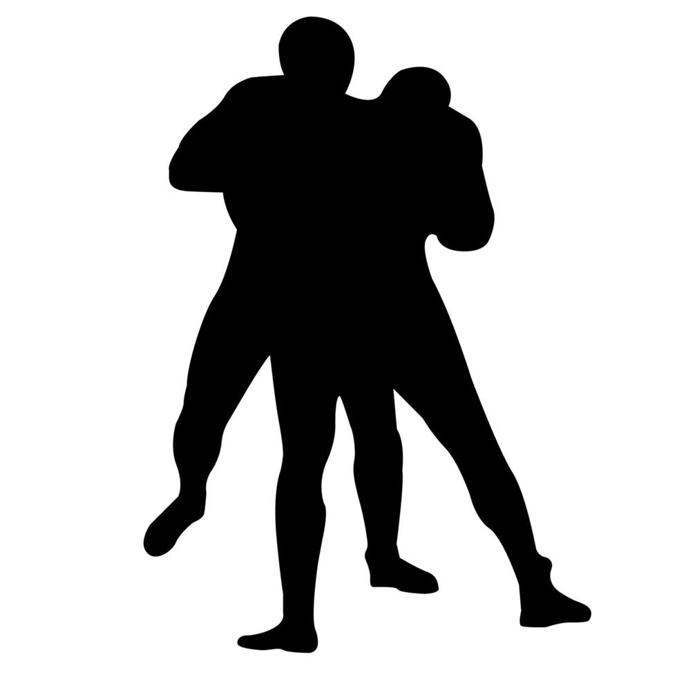 Outline silhouette of a wrestler athlete in wrestling. Greco Roman, freestyle, classical wrestling. Fighting game. Flat style. vector