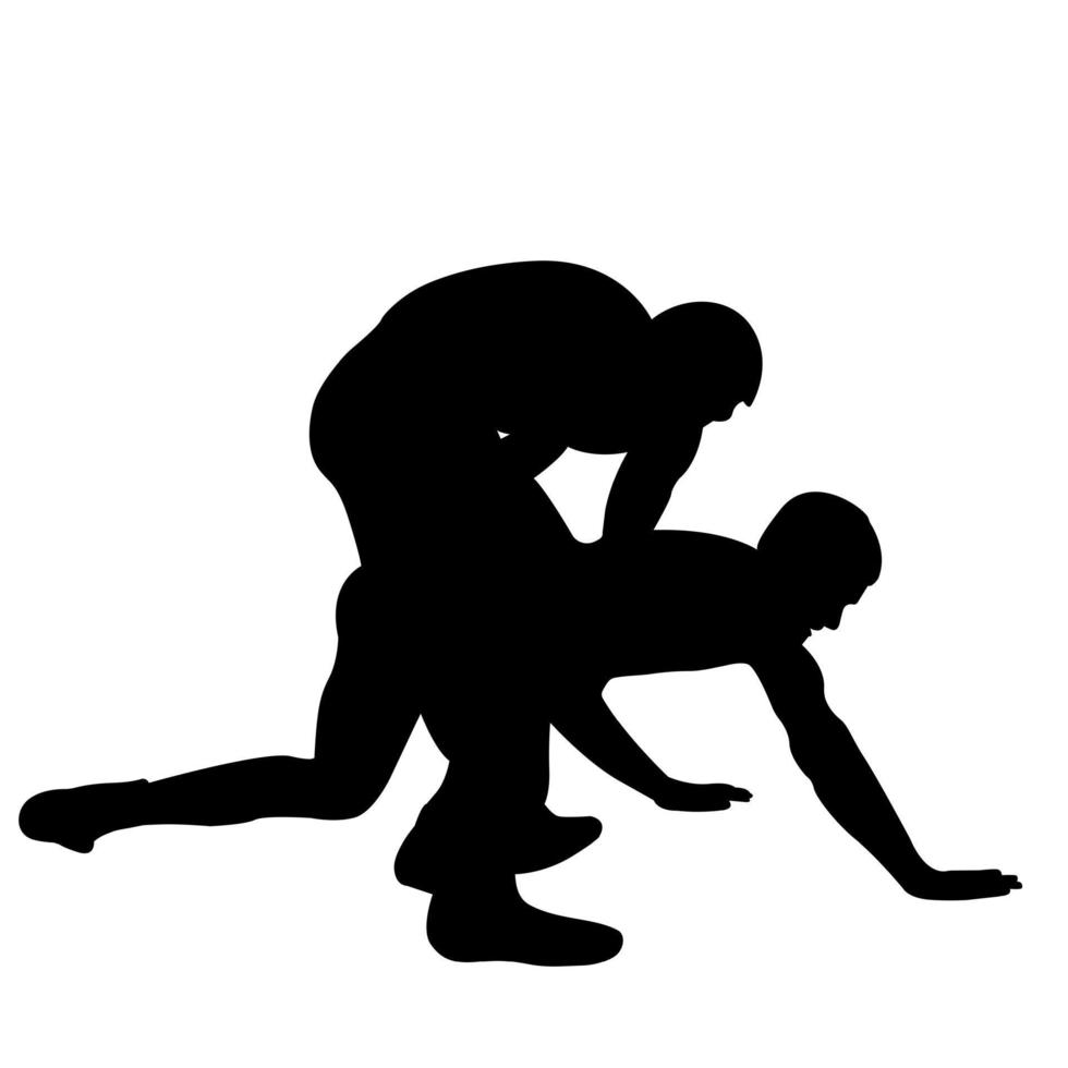 Outline silhouette of a wrestler athlete in wrestling. Greco Roman, freestyle, classical wrestling. Fighting game. Flat style. vector