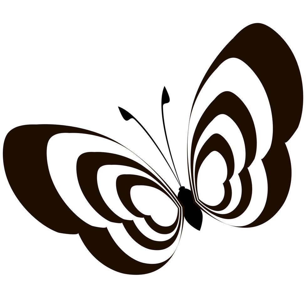 Butterfly insect silhouette outline on white background vector