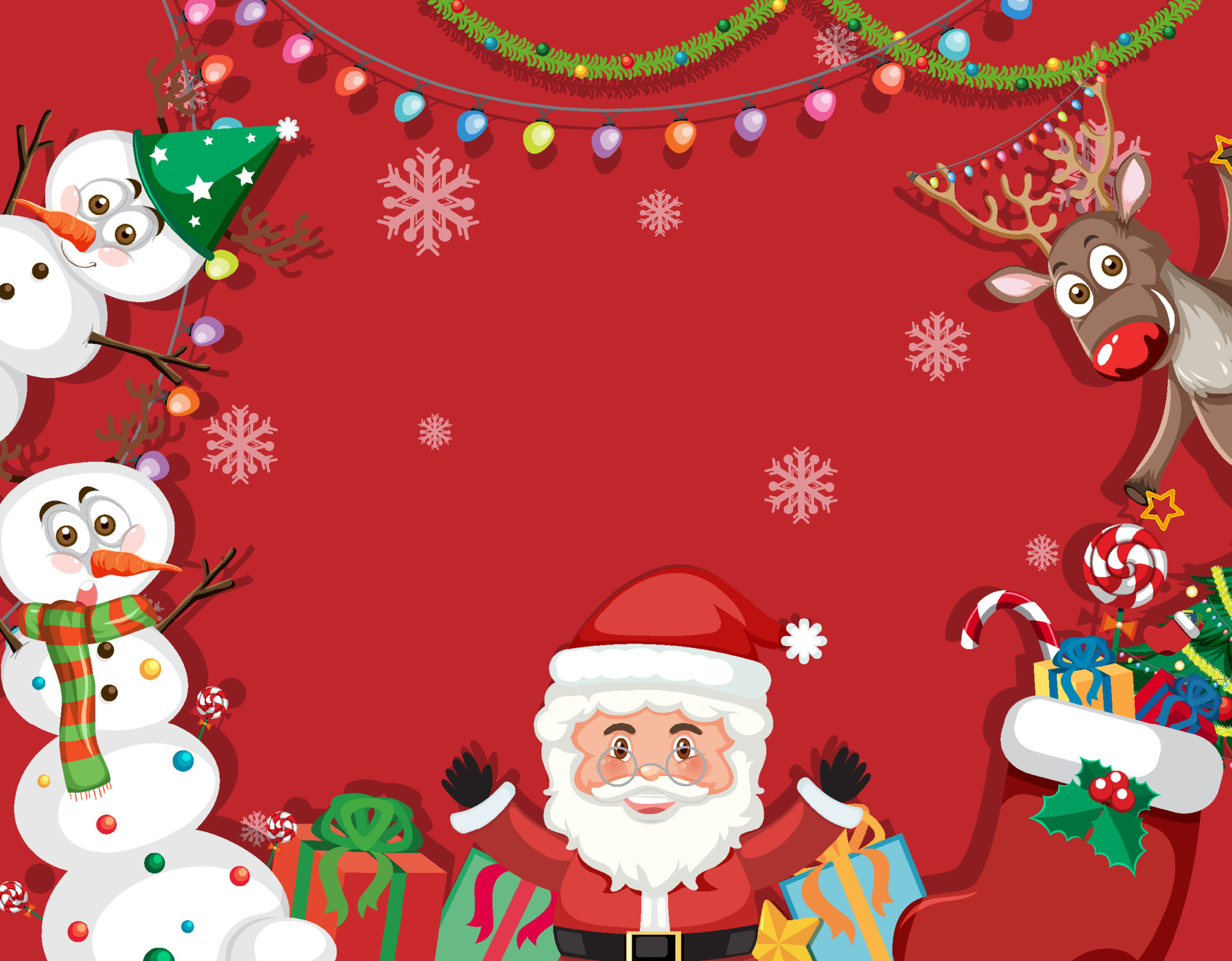 Christmas background template with Santa Claus and friends 5920365 Vector  Art at Vecteezy