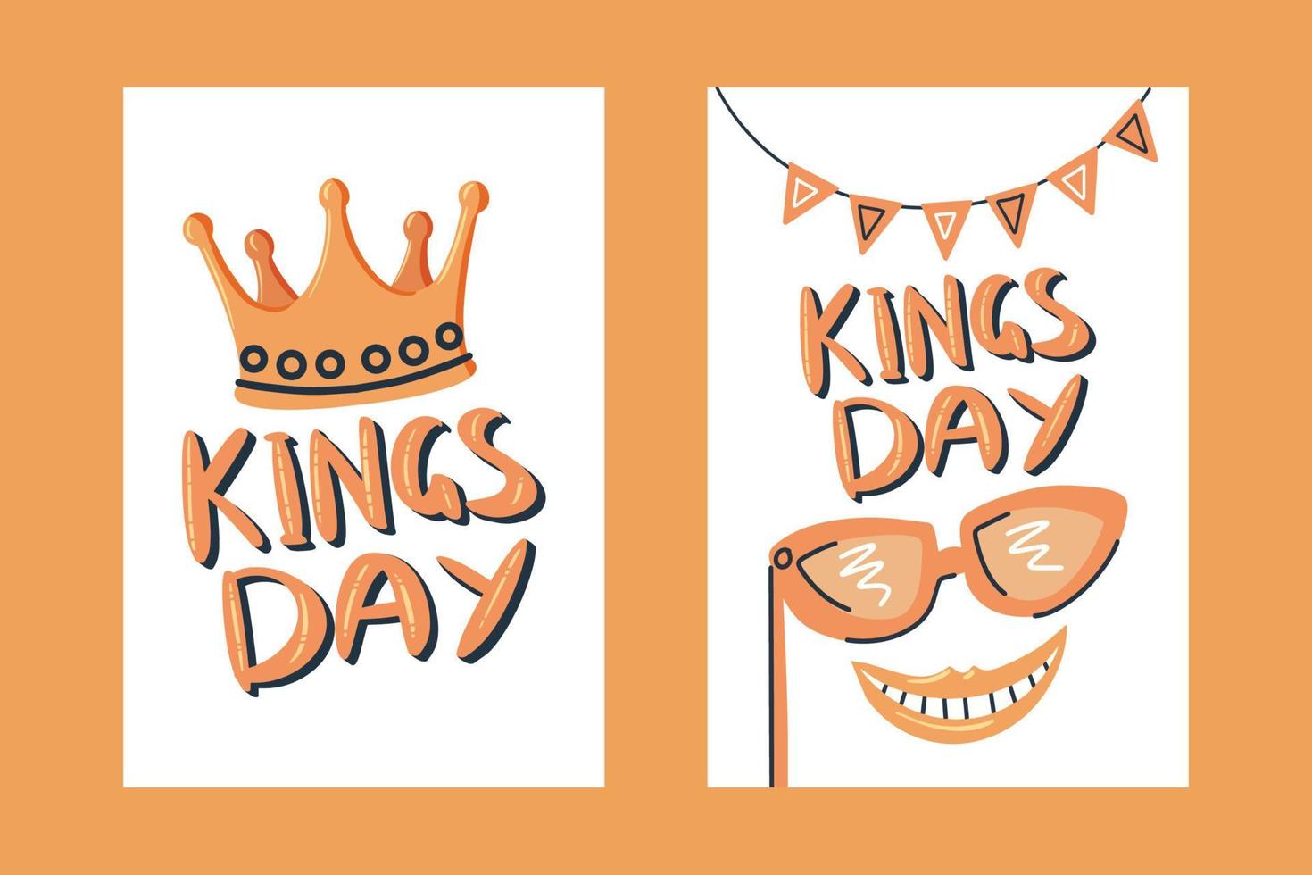 Postcards and flyers for King s Day in the Netherlands vector