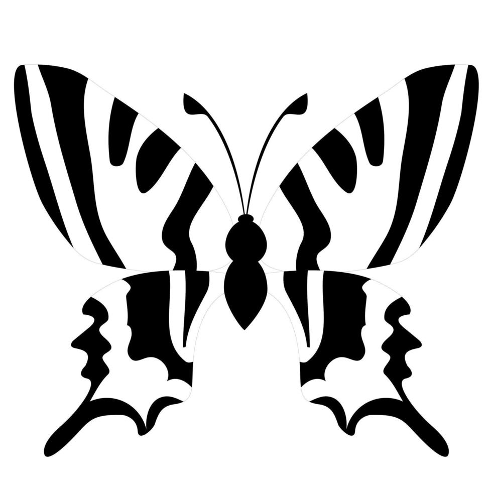 Butterfly insect silhouette outline on white background vector