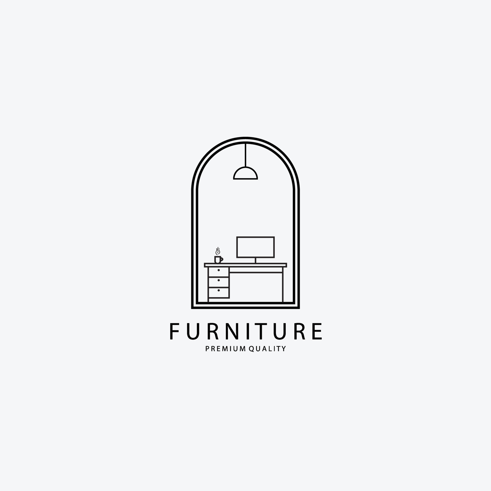 Furniture Computer Table Logo Vector Illustration Design Line Art ...