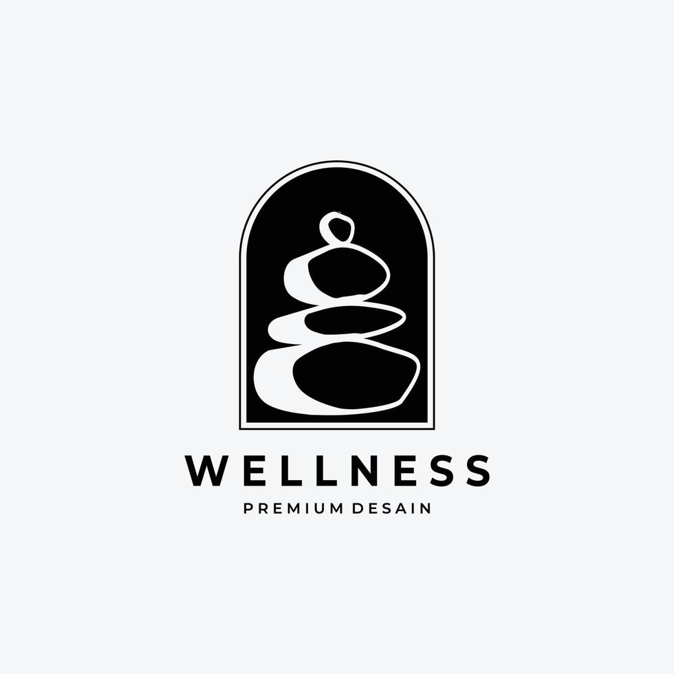 piedra negra del logotipo zen vintage, vector de ilustración de gemas, diseño para concepto de negocio spa o bienestar de salón