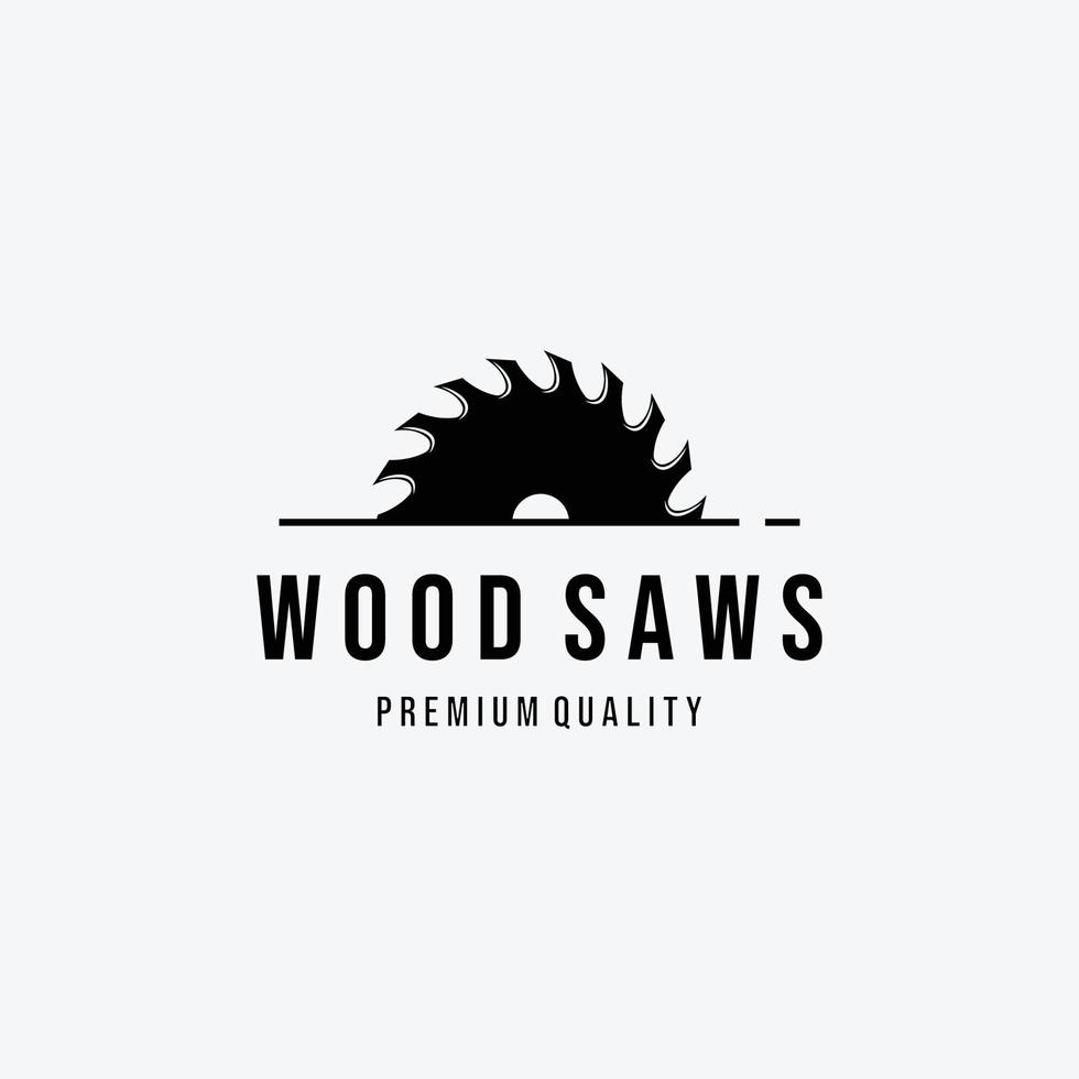 vector de logotipo vintage de sierras de madera, diseño de concepto de carpintería, ilustración minimalista de trabajo de madera