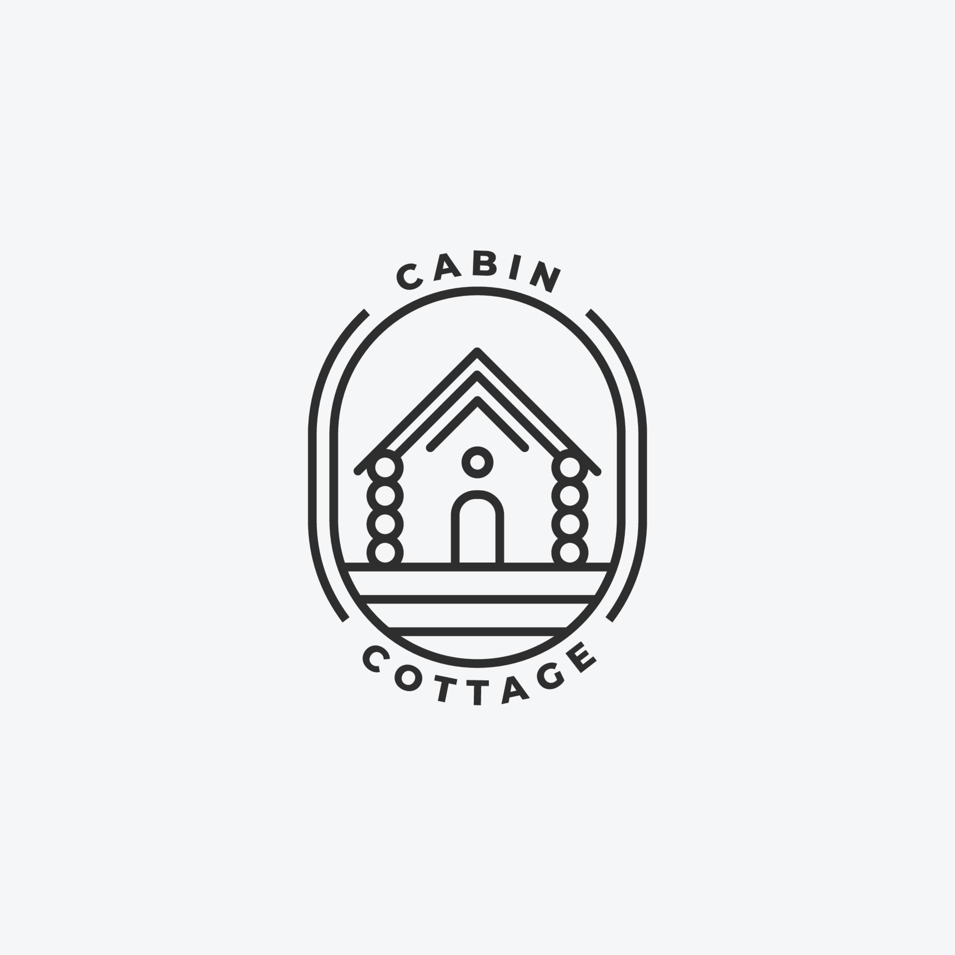 Emblem Badge of Cabins Cottage Line Art Logo Vector Minimalist Design