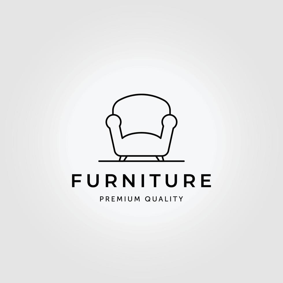 Minimalist Divan Logo Line Art Illustration Vector Design