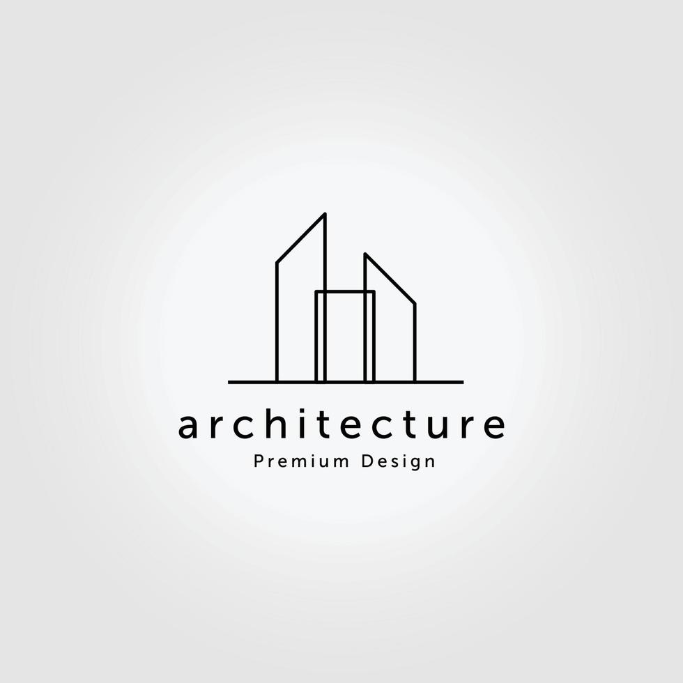 Ilustración de vector de diseño de arte de línea de logotipo de ciudad moderna simple