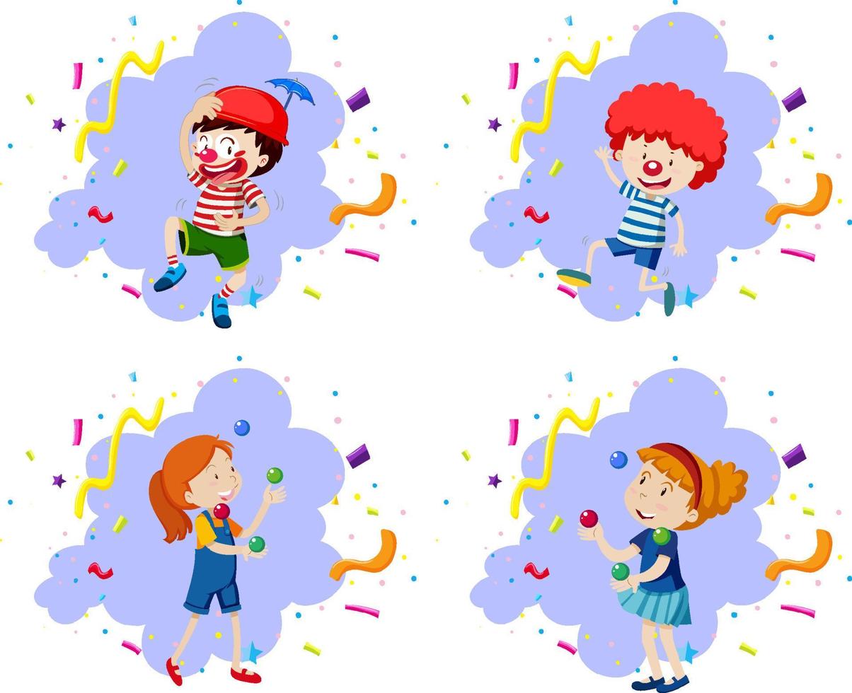 Set of kids juggling balls vector