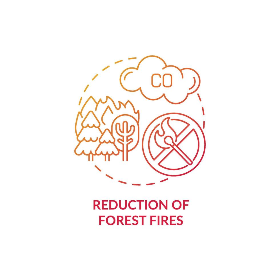 Forest fires reduction concept icon. Common initiative abstract idea thin line illustration. Biomass burning. Decreasing smoke emissions. Lowering global warming. Vector isolated outline color drawing